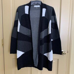 Kasper Womens Size Medium Black and White Wrap Sweater